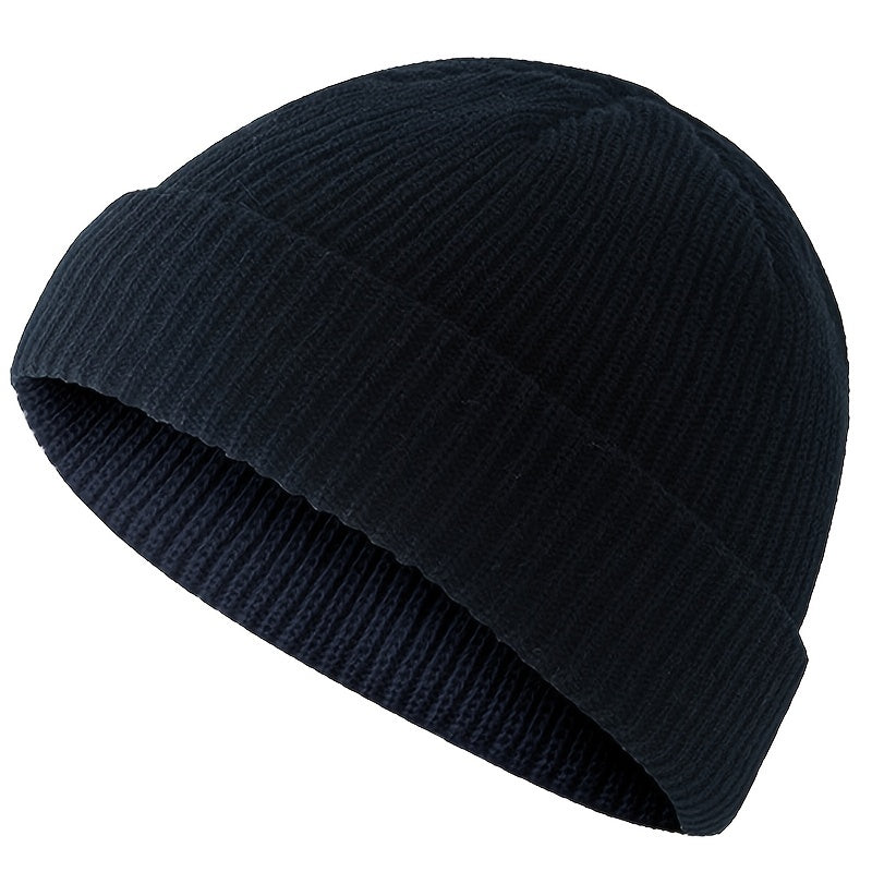 Women's Slouchy Knit Beanie Cap Warm Winter Acrylic Roll up Edge Skull