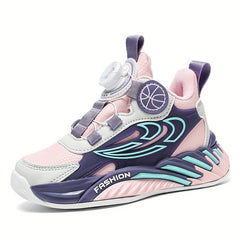 Boy's Rotating Buckle Basketball Shoes Non Slip Sneakers