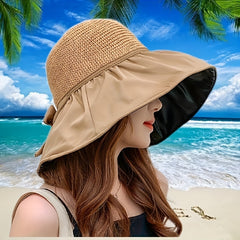 Summer Sun Hat Bowknot Straw Bucket Hat Beach Hats