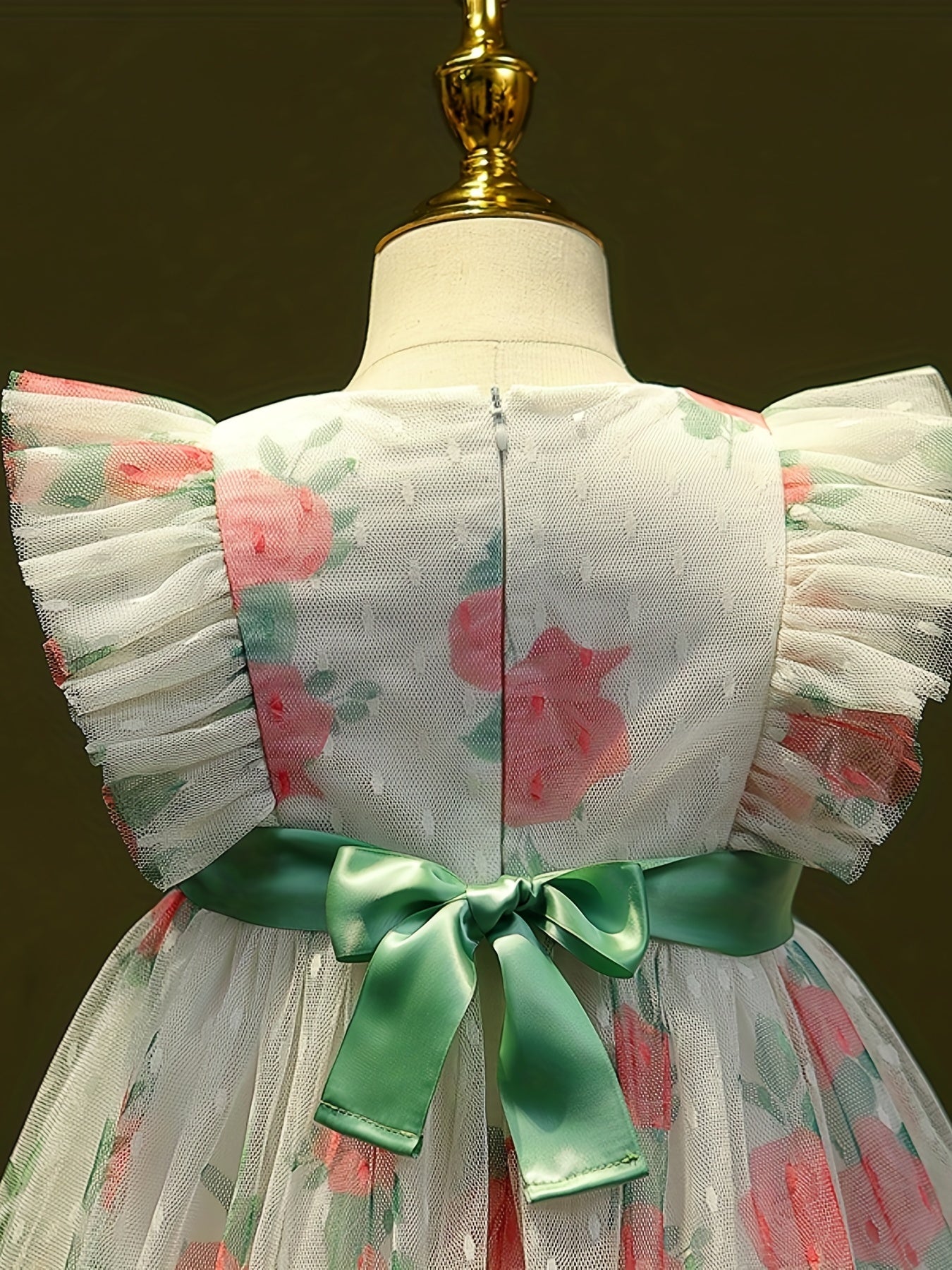 Girls Summer Flutter Sleeve Dress Baby Floral Princess Skirt