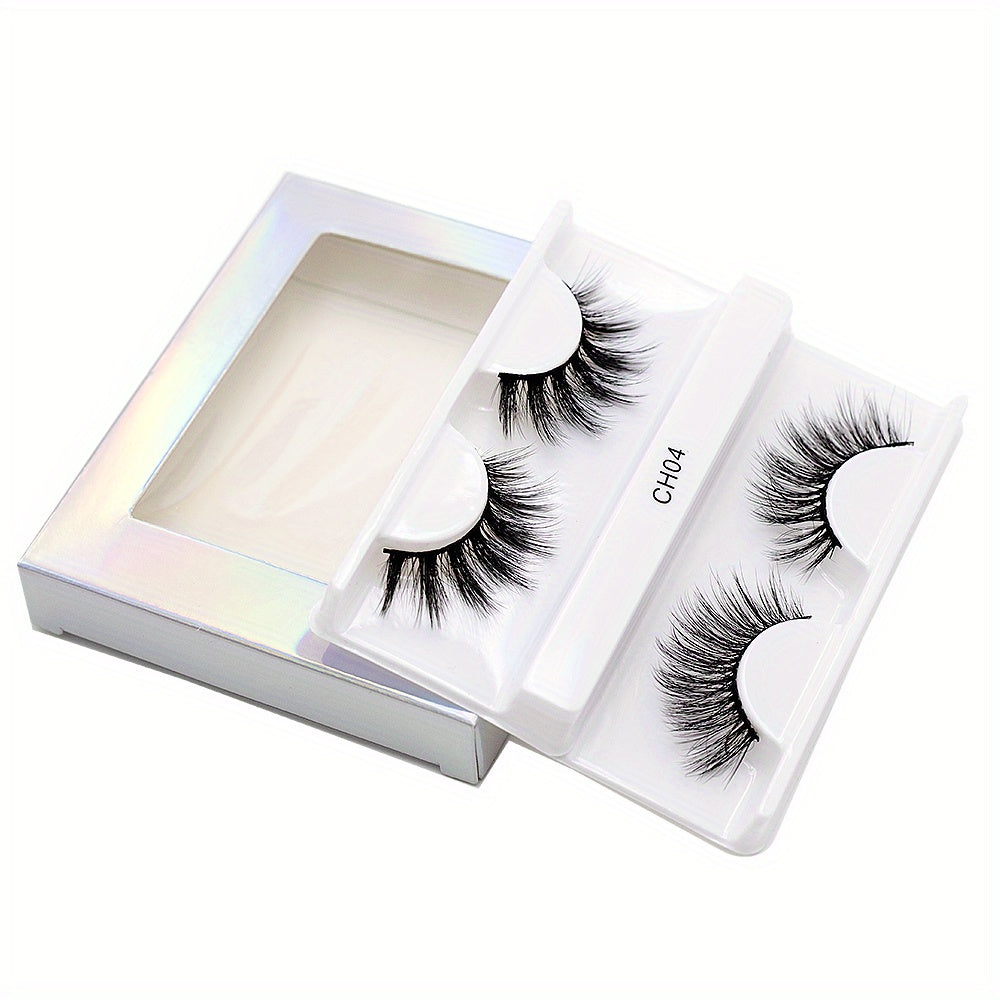 2 Pairs 8D Thick False Eyelashes Cross Faux Mink Hair Curling Natural Lashes