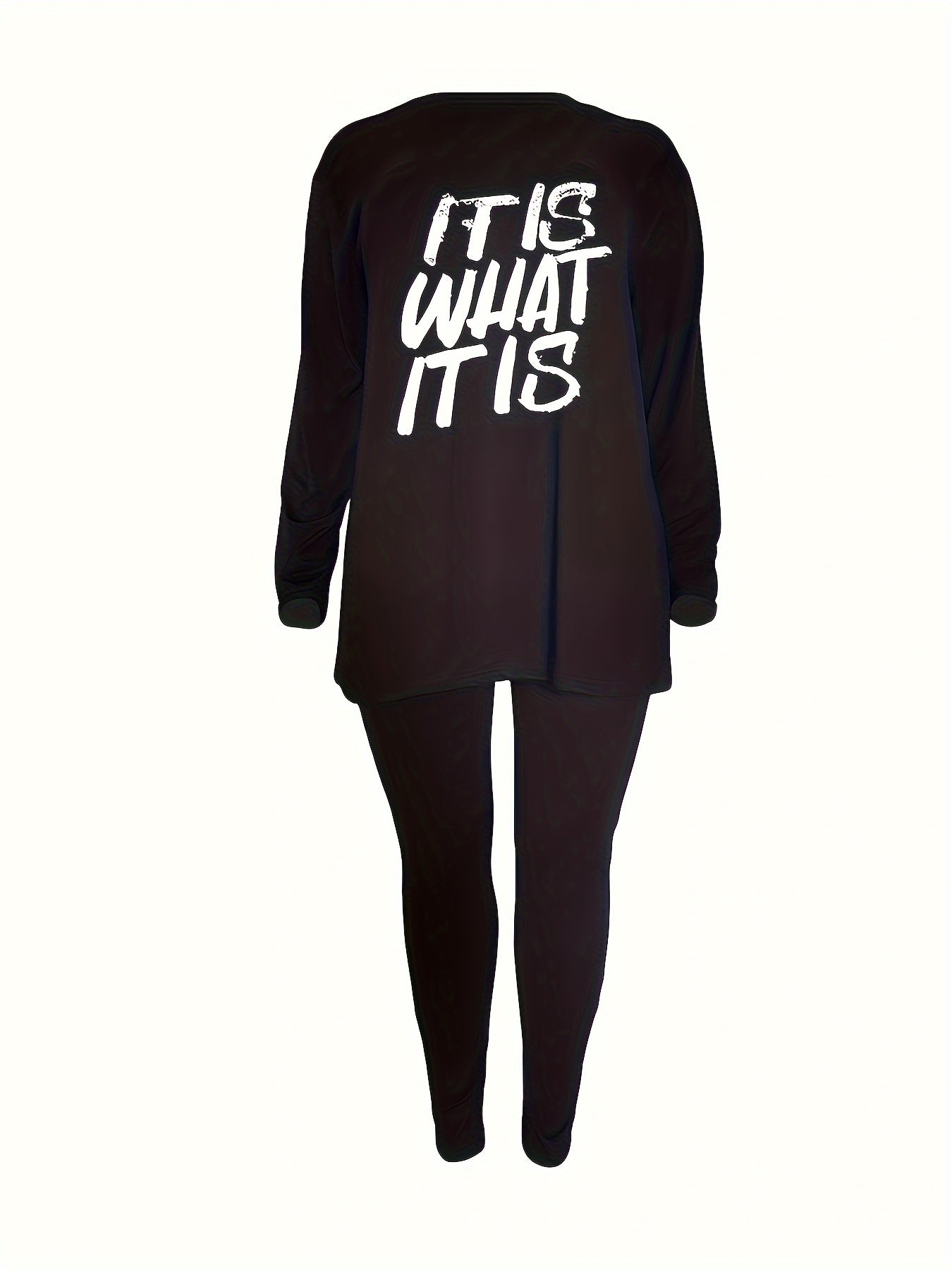 Women's Plus Letter Print Top & Leggings 2pc Set