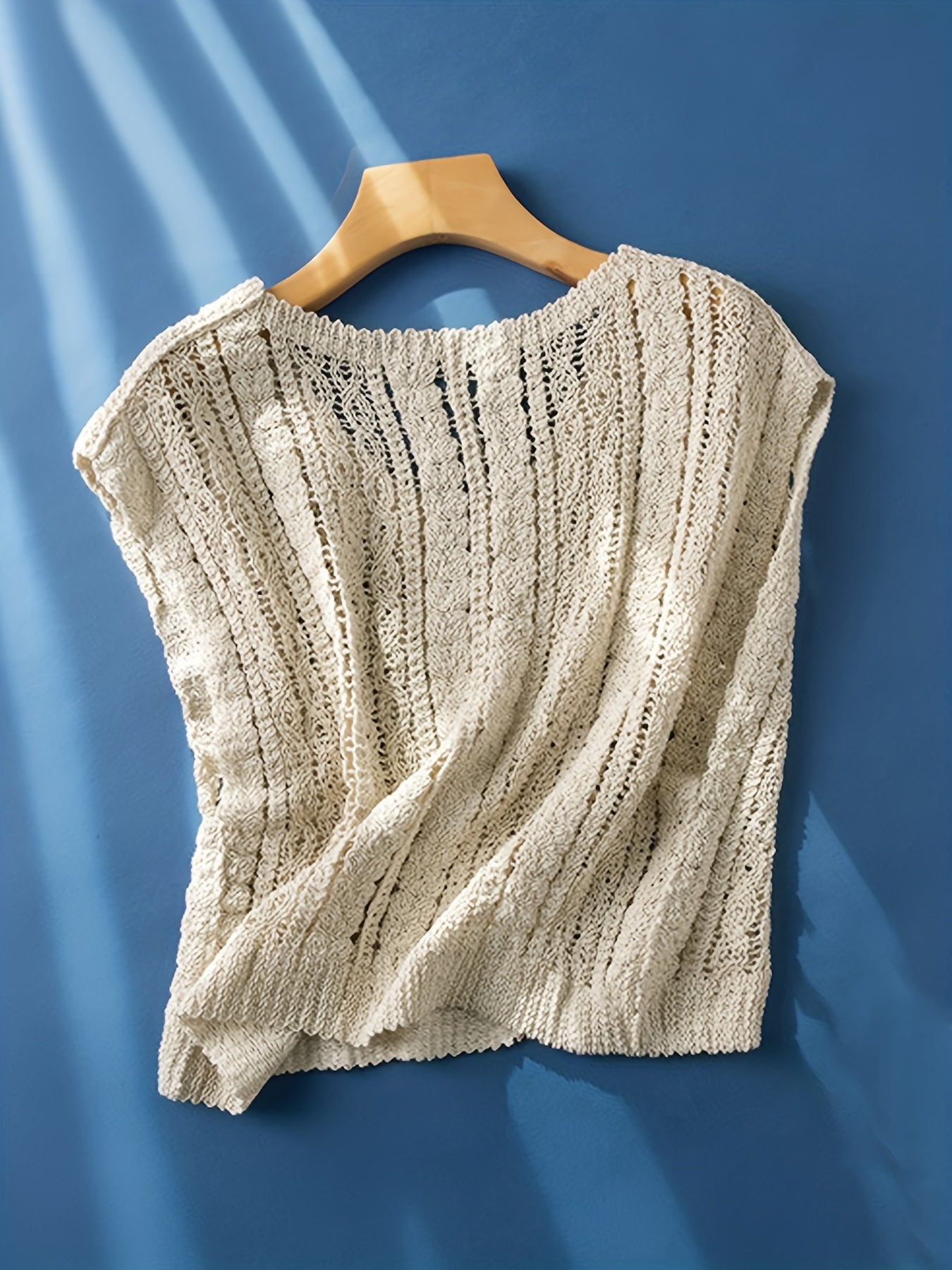 Retro Style Hook Flower Cut Out Cropped Knit Tank Tops