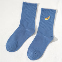 Cartoon Banana Embroidery Socks Mid Tube Women's Stockings
