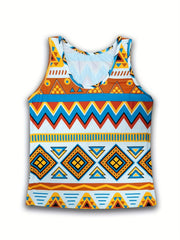 Vintage Ethnic Print Tank Top for Summer