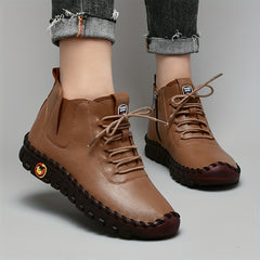 Women's High Top Lace-Up Sneakers Side Zipper Casual Walking Shoes