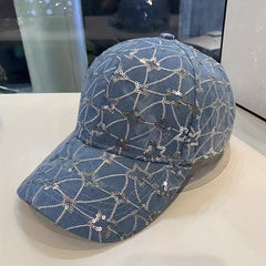 Denim Sequins Sunshade Baseball Cap