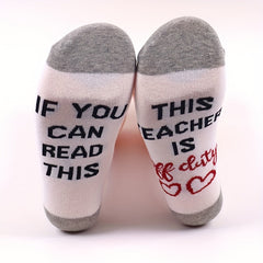 Funny Novelty Teacher Work Crew Socks Cotton Breathable Floor Socks