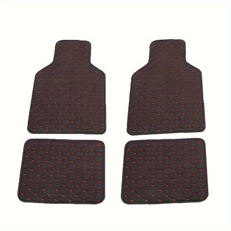 4pcs Waterproof Car Floor Mats Front & Rear Leather Car Carpet