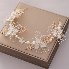 Floral Pearl Bridal Headband Flower Wedding Headpiece