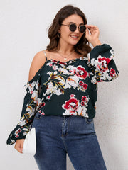 Floral Cold Shoulder Blouse Spring Fall Shirt