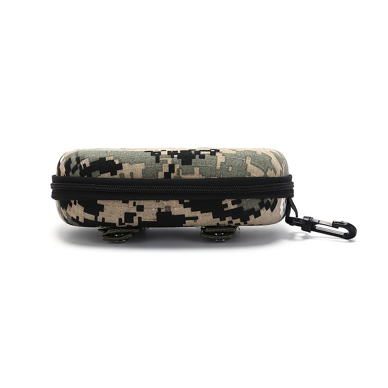 Camouflage Outdoor Goggle Storage Case Zipper Hook Reading Glasses Box