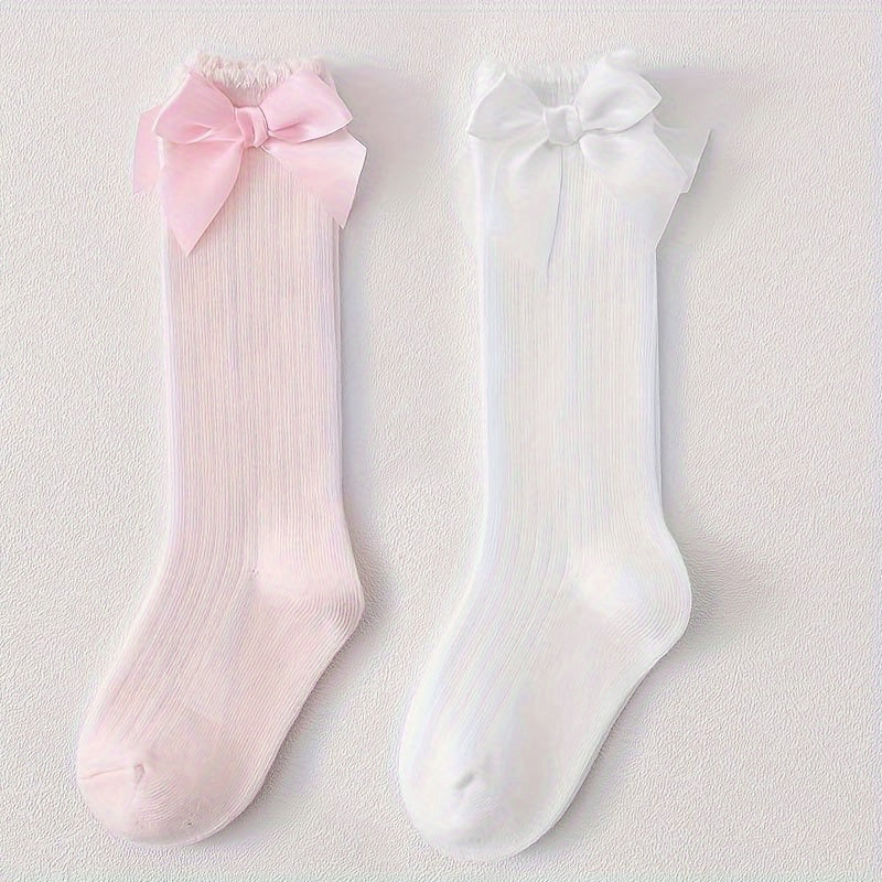 2pairs Baby Girls Kids Bowknot Princess Socks Spring Autumn Children's Socks