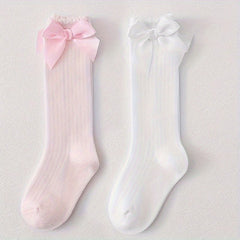 2pairs Baby Girls Kids Bowknot Princess Socks Spring Autumn Children's Socks