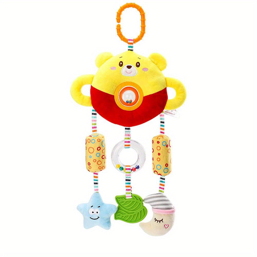 Bear Hanging Rattle Toy Stroller Toys Animal Rattle Toy With Wind Bell Teether