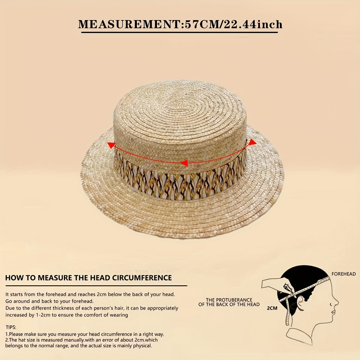 Wheat Straw Flat Top Straw Hat Men Women Vacation Floral Patched Top Hat