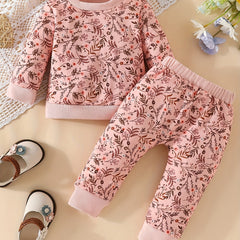 Baby Girl's Ditsy Print Sweatshirt Top Pants 2pcs Outfit