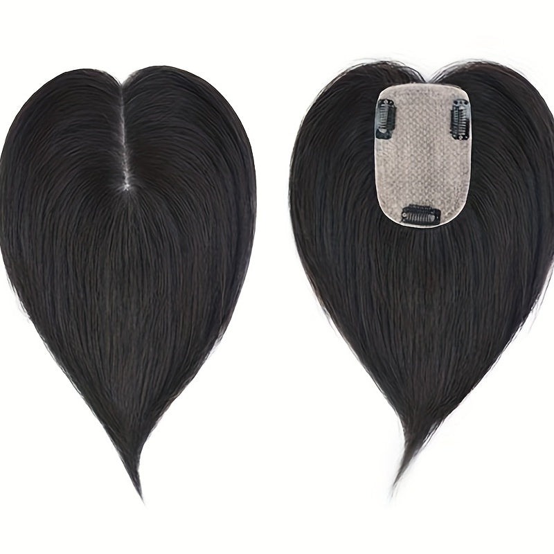100% Human Hair Mono Topper Clip In Hair Piece for Women - Natural Look