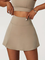 Sports Skort&Skirt Solid High Rise Stretchy Built in Shorts Tennis Sko