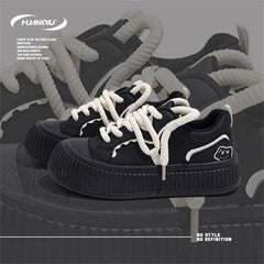 HUANQIU Retro Lace up Skate Shoes Lightweight Outdoor Low Sneakers