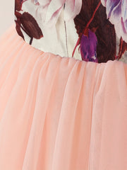 Flower Girl Maxi Wedding Dress with Flowers Graphic Tulle
