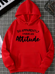 Attitude Print Hoodie with Kangaroo Pocket for Women