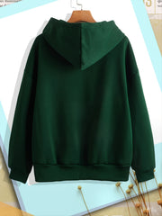 Solid Zip Up Hoodie With Pocket Drawstring Long Sleeves Active Hooded Sweatshirt