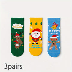 Kids Christmas Socks for Autumn/Winter Santa Claus Baby Cartoon Socks