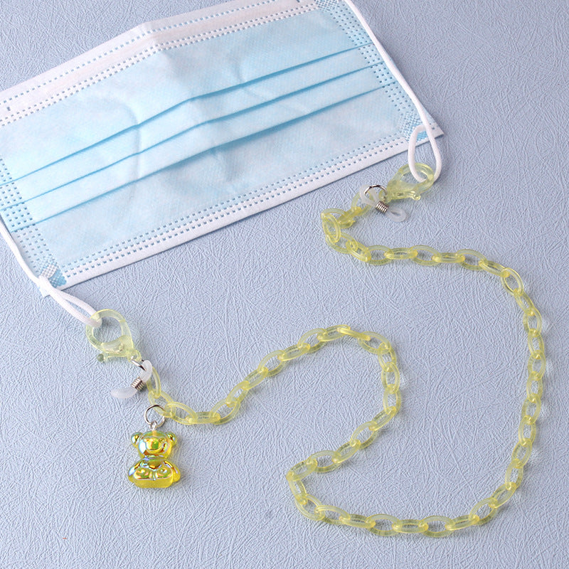 Adjustable Glasses Cord Acrylic Chain Bear Charm Anti Slip Accessory