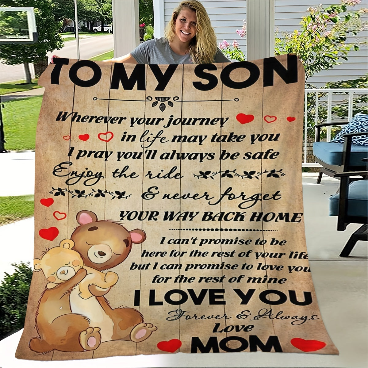 To My Son Printed Blanket - Home & Outdoor Travel