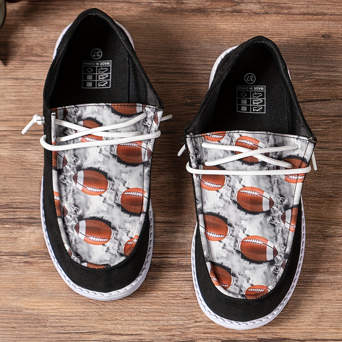 Women's Blocking Rugby Pattern Flat Shoes Casual Lightweight Soft Walking Shoes