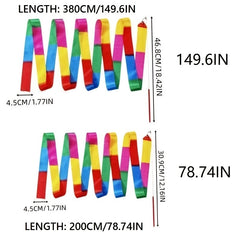 380cm Gymnastic Dance Ribbon Colorful Dancing Ribbon With Handle