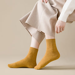 Chunky Knit Crew Socks Warm Winter Cotton Blend Women's Stockings