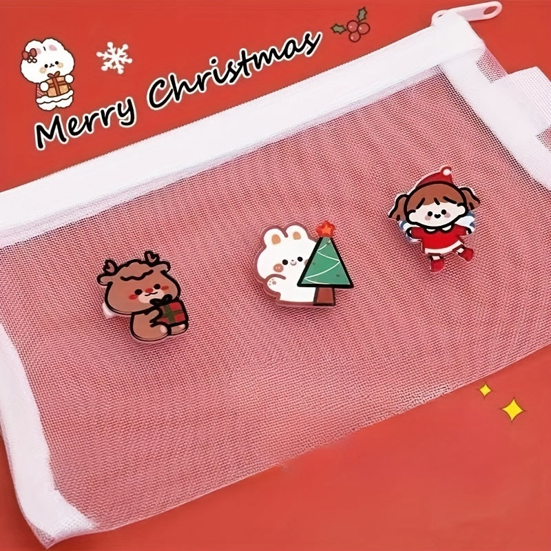 8pcs Christmas Cartoon Brooch For Boys