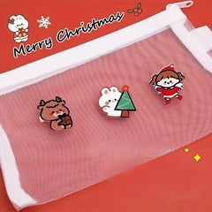 8pcs Christmas Cartoon Brooch For Boys