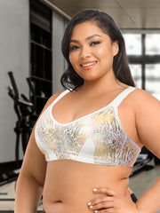 Plus Snakeskin Print Strappy Sports Bra
