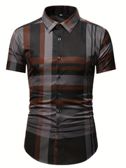 Mens Plaid Short Sleeve Shirt for Spring/Summer