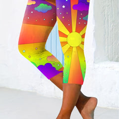Skinny Capris Leggings Allover Print for Women