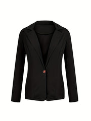 Solid Lapel Button Blazer Jacket Casual Loose Outerwear