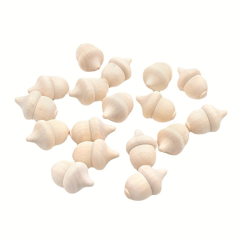 20pcs Wooden Acorns & Bowls for Crafts DIY Painting Christmas