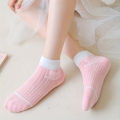 5 Pairs Kids Thin Lace Socks for Spring & Summer