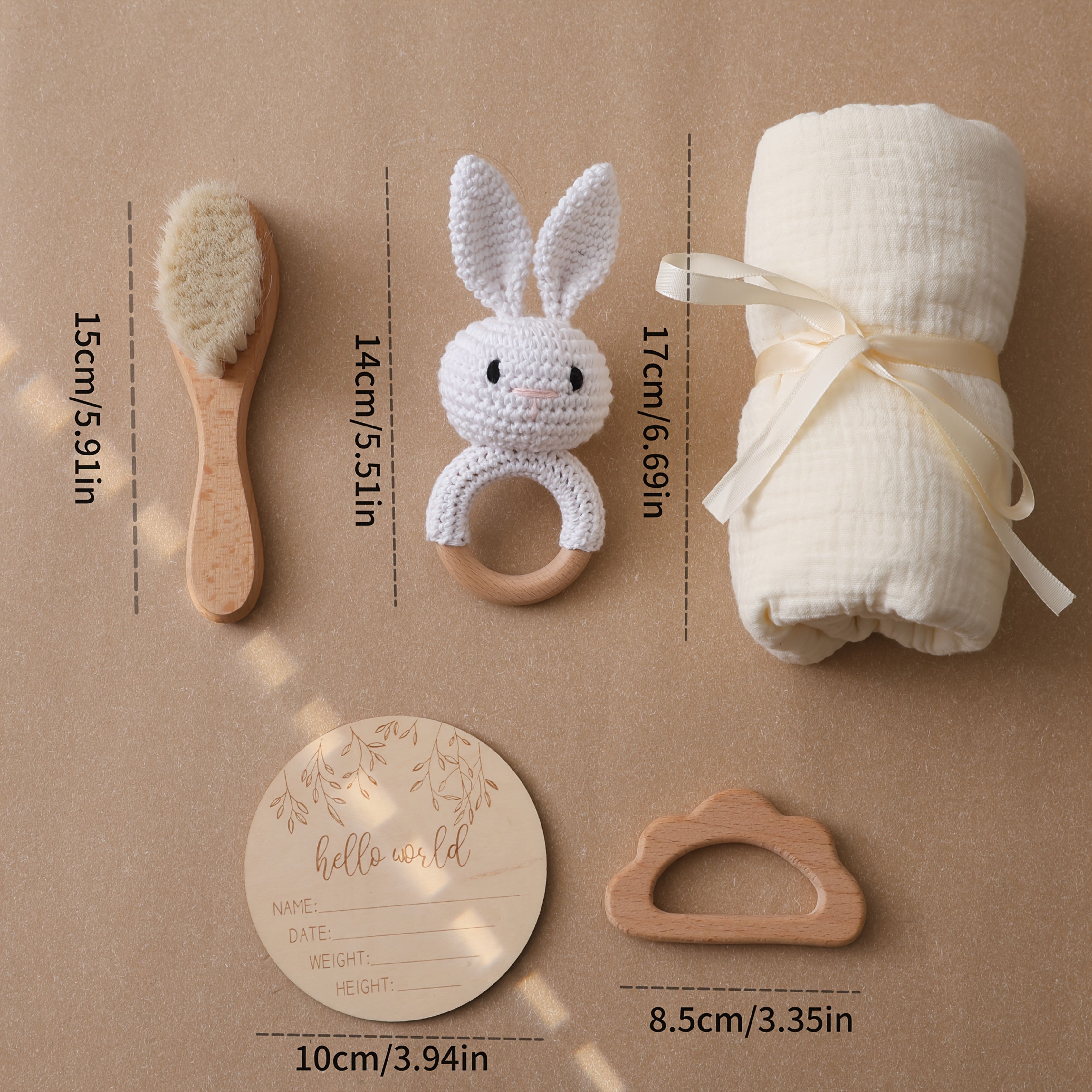 Organic Bamboo Baby Bath Set with Rabbit Rattle