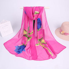 Chiffon Printed Silk Scarf Neckerchief Head Wrap Beach Shawl