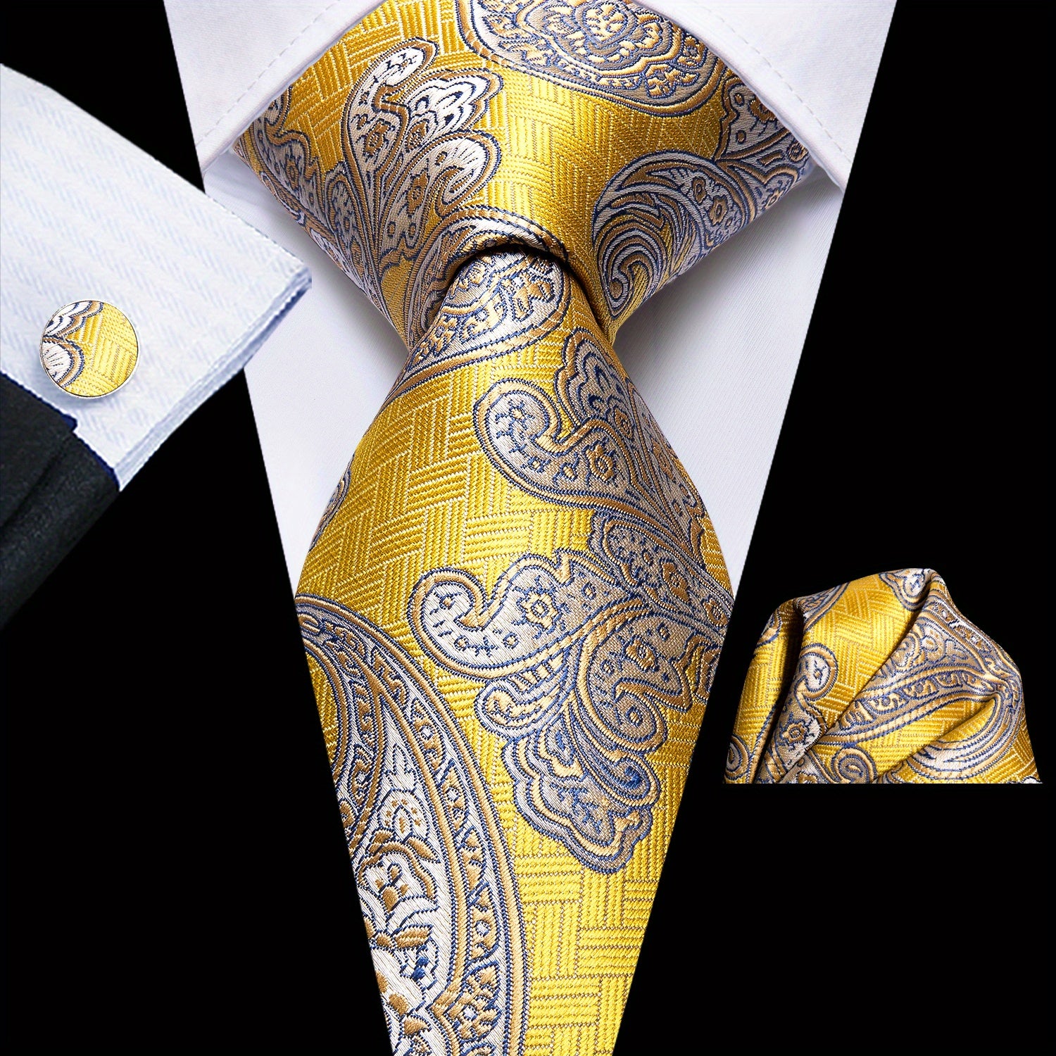 Men's Classic Tie Set with Accessories for Wedding Party Business