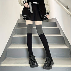 Colorblock Thigh High Socks Over The Knee Stockings Women's Hosiery