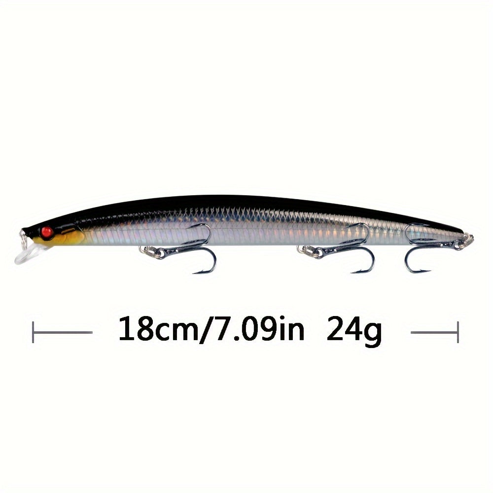 5pcs 24g Minnow Fishing Bait Hard Lure 3D Eyes Strong Hooks Sea Fishing