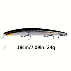 5pcs 24g Minnow Fishing Bait Hard Lure 3D Eyes Strong Hooks Sea Fishing