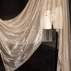 Golden Silk Cloth Champagne Mesh Stage Dress Fabric