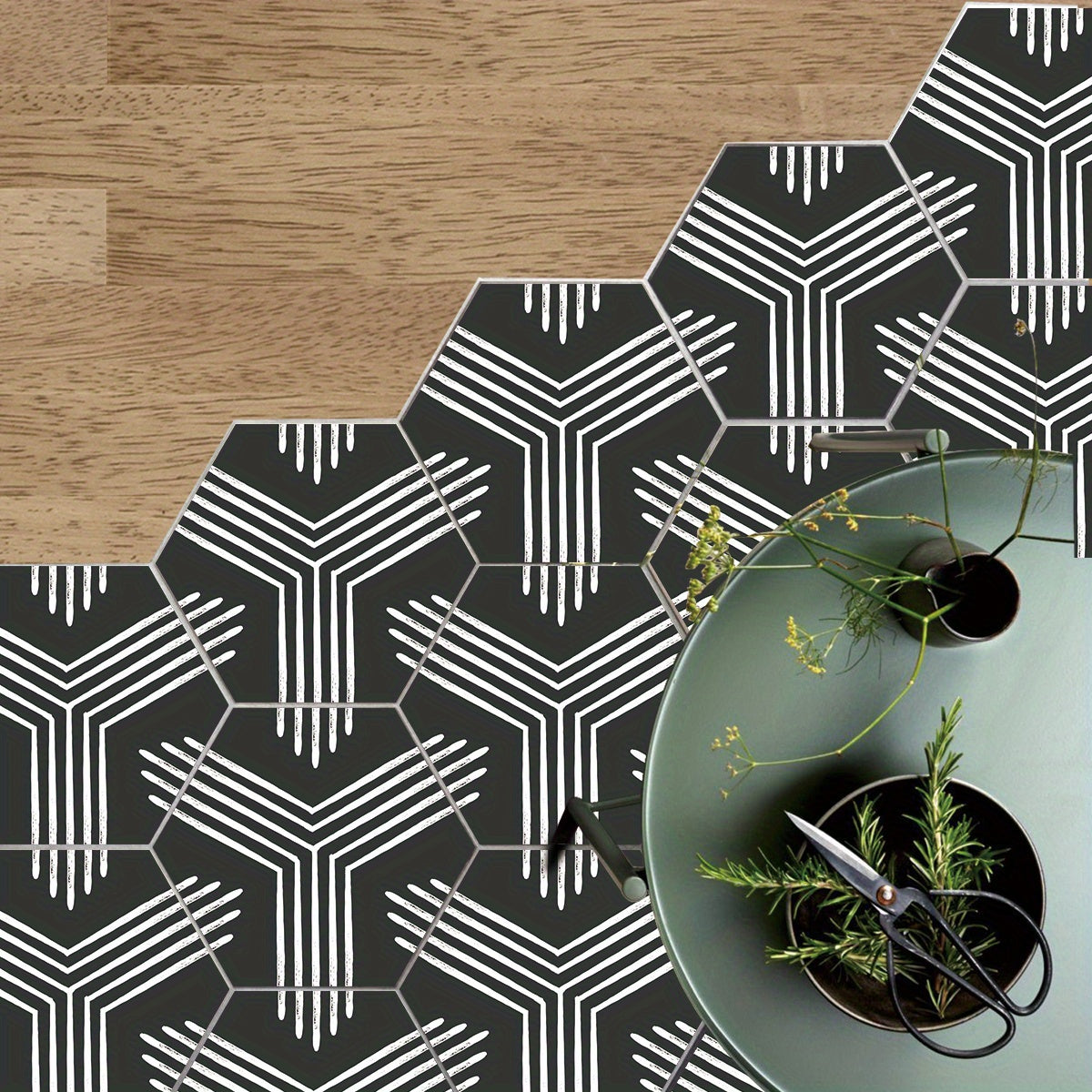 7pcs Hexagonal Floor Tile Sticker Waterproof PVC Easy Peel and Stick