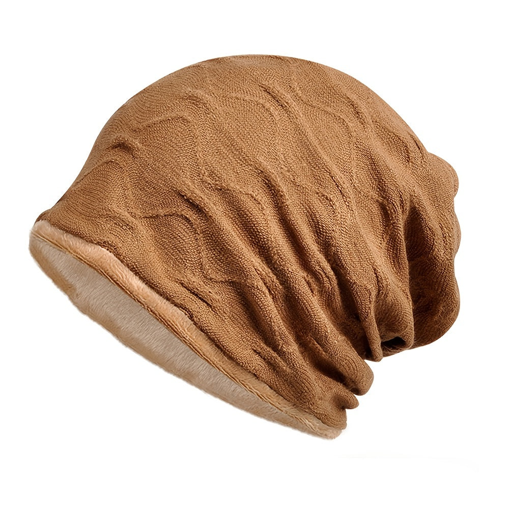 Vintage Fleece Knitted Hat with Scarf for Christmas Party